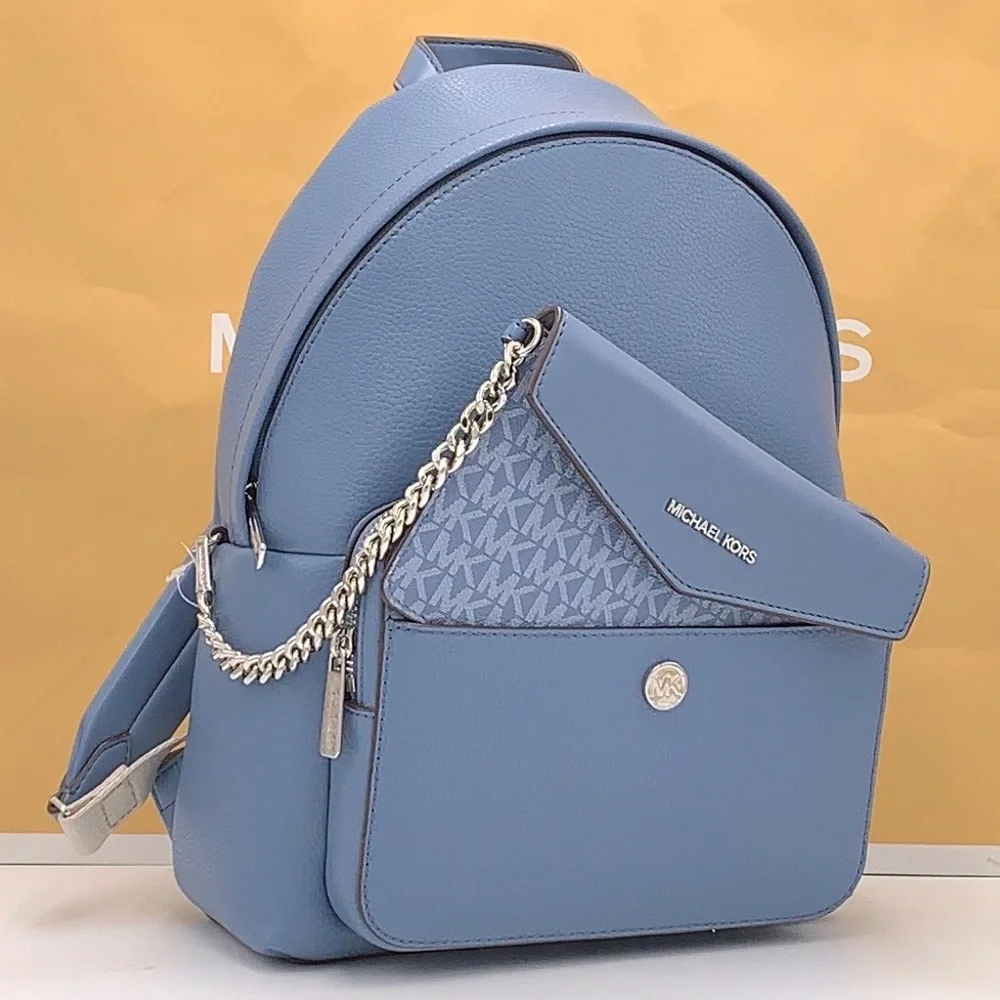 MICHAEL KORS Maisie Medium Pebbled Leather 2-in-1 Backpack DENIM COLOR